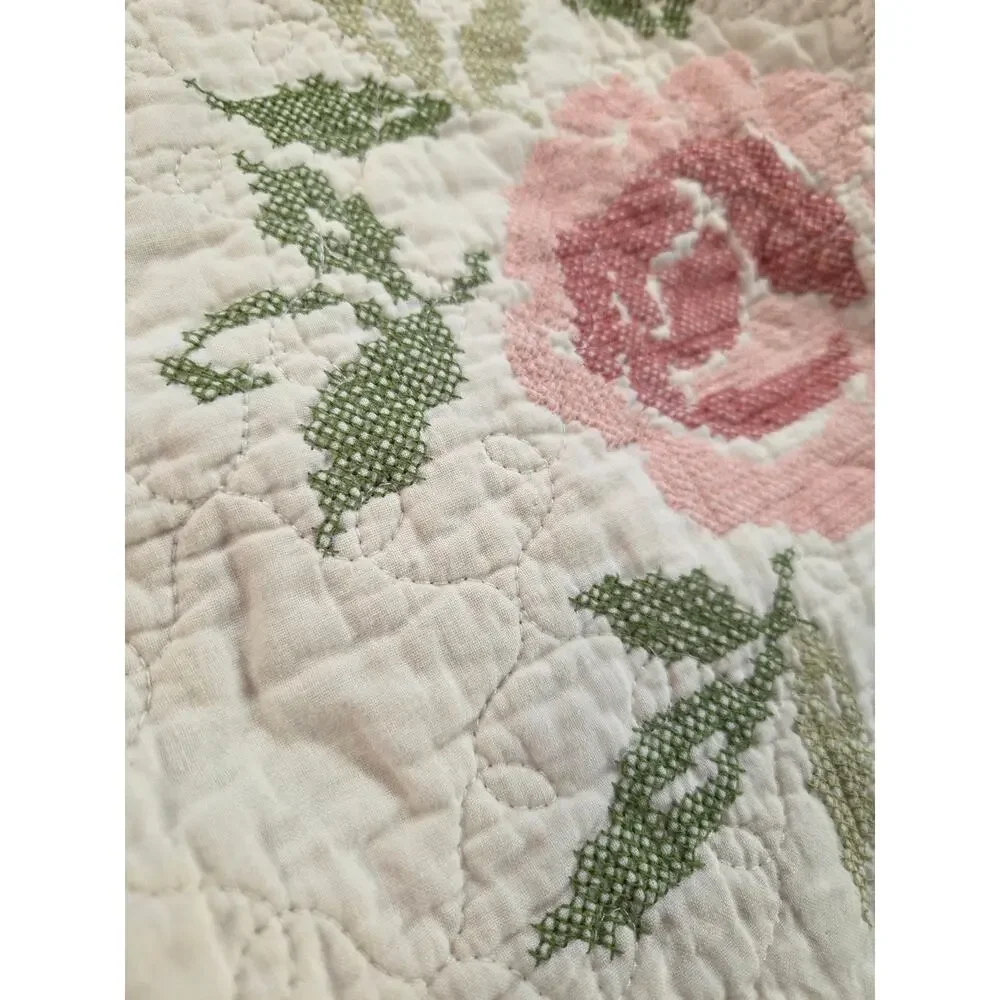Lot 2 Vtg Pillow Cases Country Living Sewn Pink ROSES Floral Cottage Core